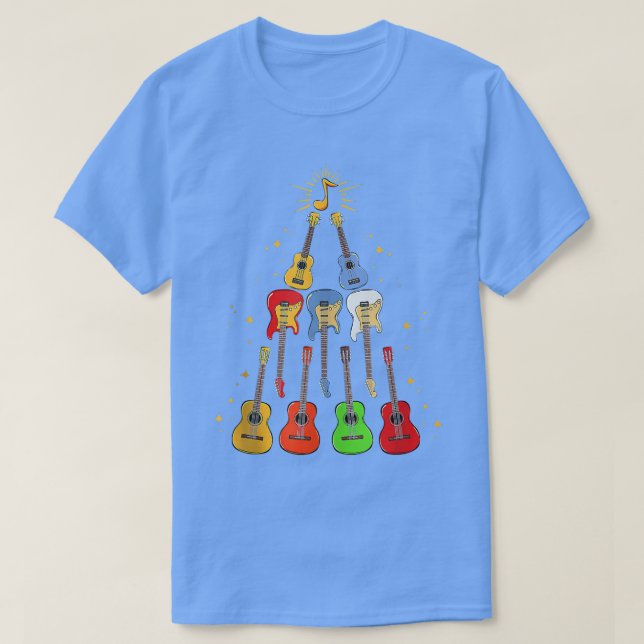 Coola Guitar Julgran Guitar Älskare jul T Shirt (Design framsida)