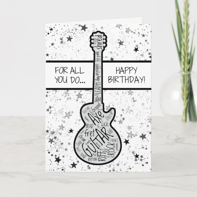 Coola Guitar Musician Rocker Guitarist Birthday Ca Kort (Framsida)