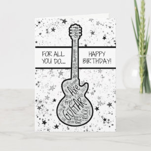 Coola Guitar Musician Rocker Guitarist Birthday Ca Kort