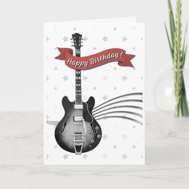 Coola Guitar Musician Rockstar Sten & Roll Birthda Kort (Framsida)