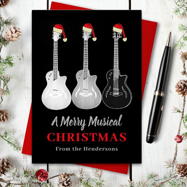 Coola Guitar-Personligen God Jul Music Julkort (Cool Christmas guitars 
custom holiday card)