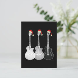 Coola Guitar Santa Black and White Helg Vykort