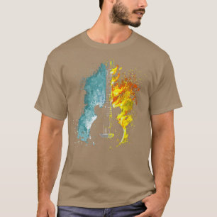 Coola Guitar Tee med Blue and Gult Flames Guitar