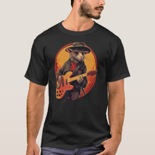 Coola Guitarist Råtta med elektrisk Guitar for Boy T Shirt