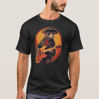 Coola Guitarist Råtta med elektrisk Guitar for Boy T Shirt