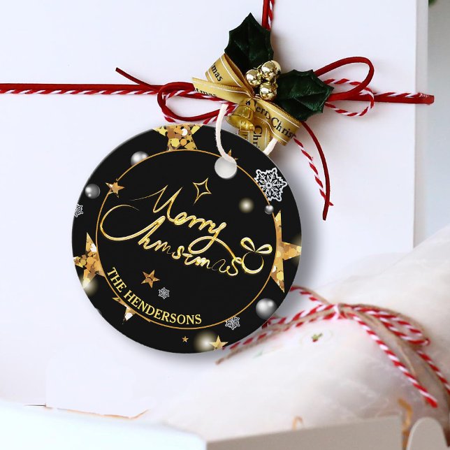 Coola Guld Black Metallic Stars God jul Gåvor Etiketter (Skapare uppladdad)