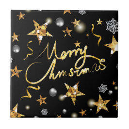 Coola Guld Black Stars Luxury Metallic Mode Julaft Kakelplatta