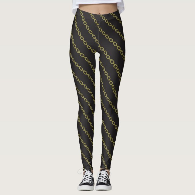 Coola Guld Chains Black Leggings (Framsida)