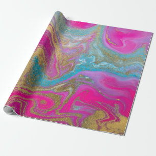Coola Guld Colorful Marble Struktur Presentpapper