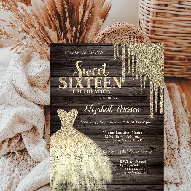 Coola Guld Glitter-drivrutiner,Tryckträdssötare 16 Inbjudningar (Skapare uppladdad)