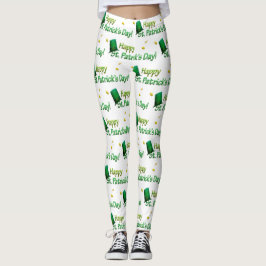 Coola Guld Grönt Hats Lycklig St. Patrick Day-fras Leggings