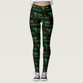 Coola Guld Grönt Hats Lycklig St. Patrick Day-fras Leggings