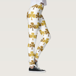 Coola Guld Irish Shamrock Klöver Patricks Day Leggings