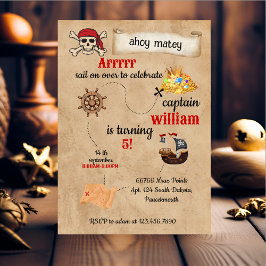coola gullig födelsedag i bassäng frakt Pirat Inbjudningar