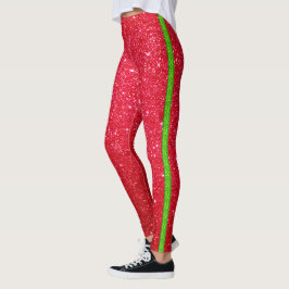 coola gullig röd grönt glitter leggings