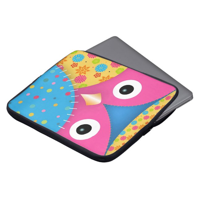 Coola gullig trendig uggla blommigt polka dots laptop fodral (Framsida topp)