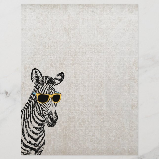 Coola gullig zebrasketch med trendig glas (Framsida)