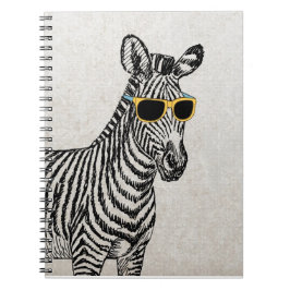 Coola gullig zebrasketch med trendig glas anteckningsbok med spiral