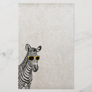 Coola gullig zebrasketch med trendig glas brevpapper