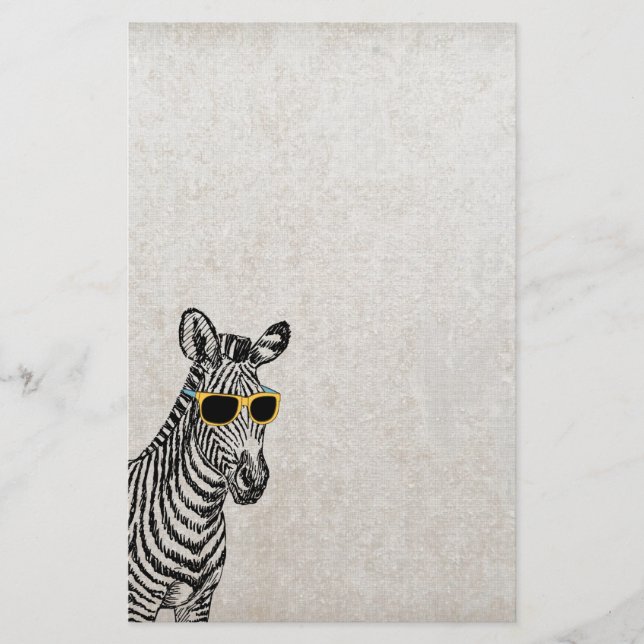 Coola gullig zebrasketch med trendig glas brevpapper (Framsida)