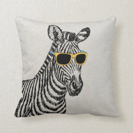 Coola gullig zebrasketch med trendig glas kudde