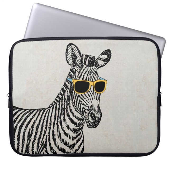 Coola gullig zebrasketch med trendig glas laptop fodral (Framsidan)