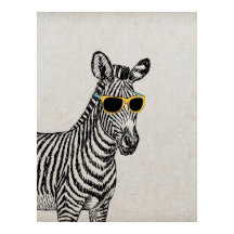Coola gullig zebrasketch med trendig glas