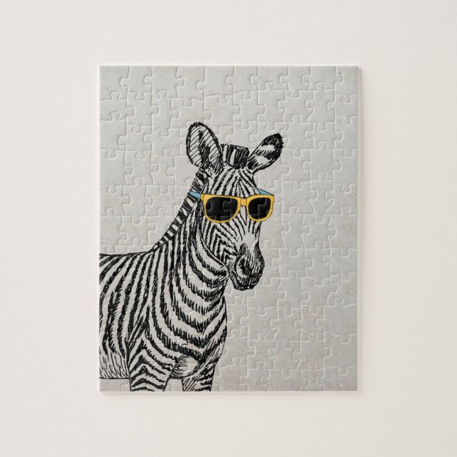 Coola gullig zebrasketch med trendig glas pussel (Vertikal)