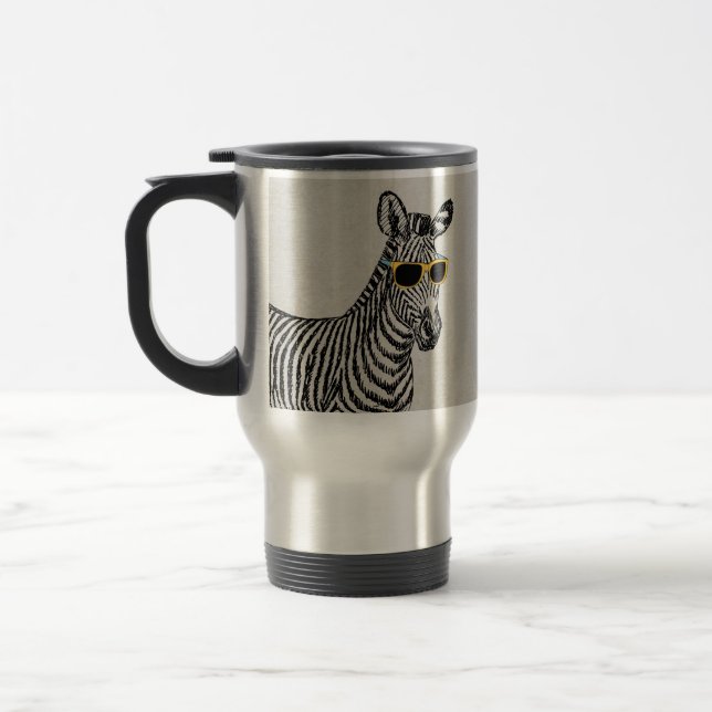 Coola gullig zebrasketch med trendig glas resemugg (Vänster)