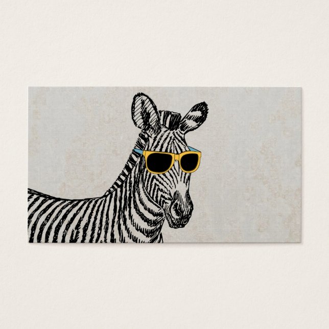 Coola gullig zebrasketch med trendig glas visitkort (Framsidan)