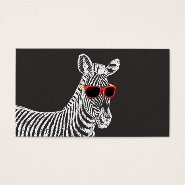 Coola, gullig zebravit skiss med glasögon visitkort (Framsidan)