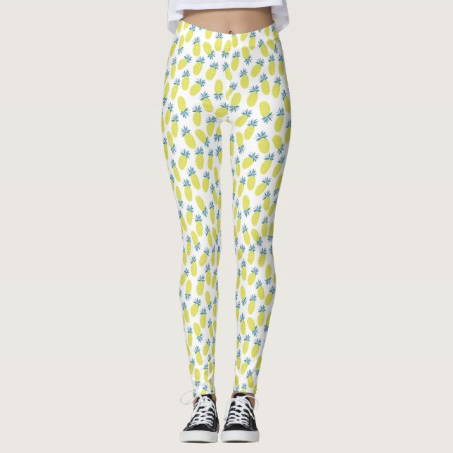 Coola Gult Ananas Mönster Leggings (Framsida)