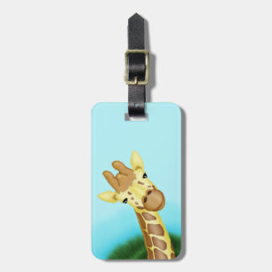 Coola Gult Giraffe på blå bakgrund Bagagebricka