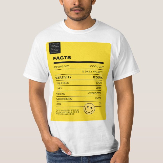 "Coola Guy Facts T-Shirt: Discover Fascinating T" T Shirt (Framsida)