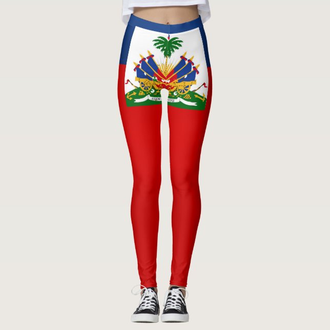 Coola Haiti Flagga Mode Leggings (Framsida)