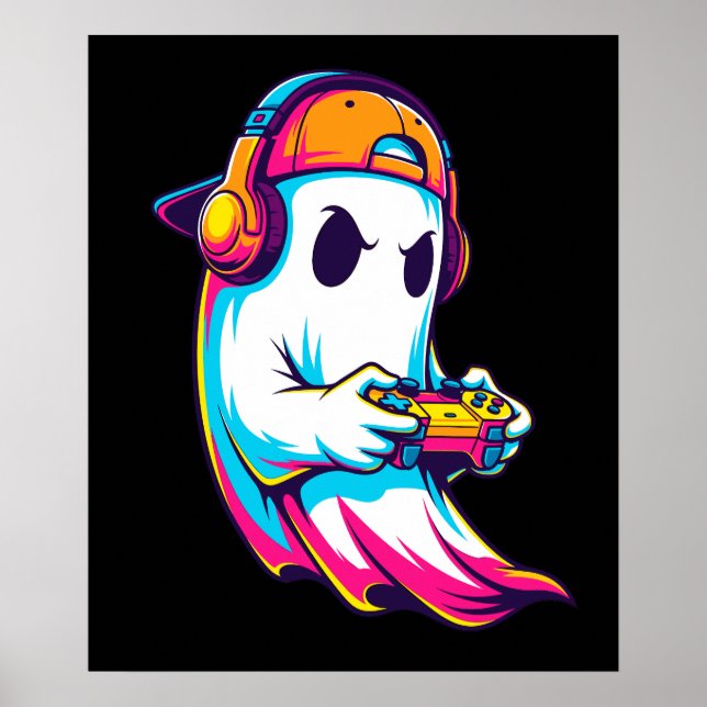 Coola Halloween Ghost Gamer Poster (Framsidan)
