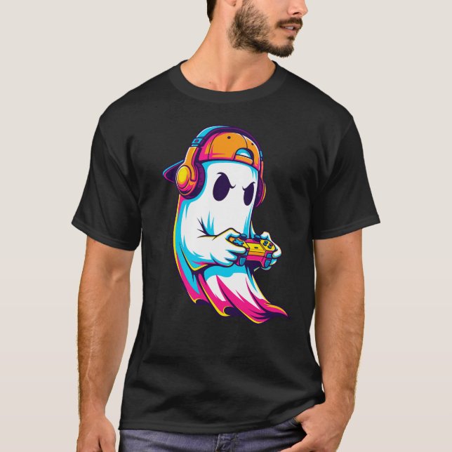 Coola Halloween Ghost Gamer T Shirt (Framsida)