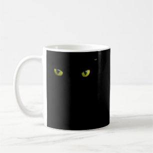 Coola Halloween-kattögon gult på svart skjorta Kaffemugg