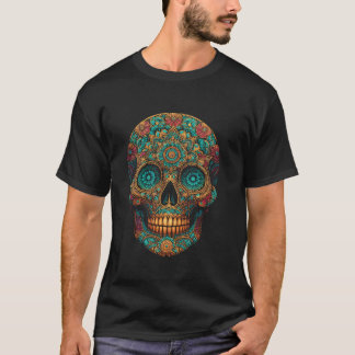 Coola Halloween Skull i Mandala Art Stil Hallowee T Shirt