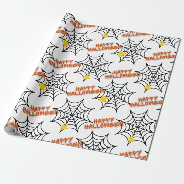 Coola Halloween-Spindelnät Presentpapper (Utrullad)