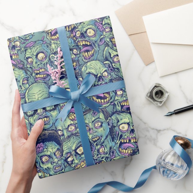 coola Halloween zombie tiled mönster Presentpapper (Gifting)