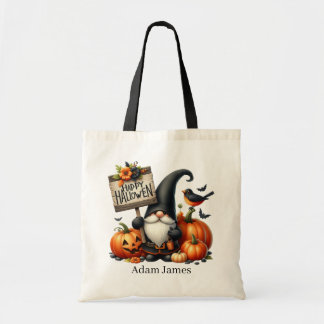 Coola Happy halloween gnome add namn Tygkasse
