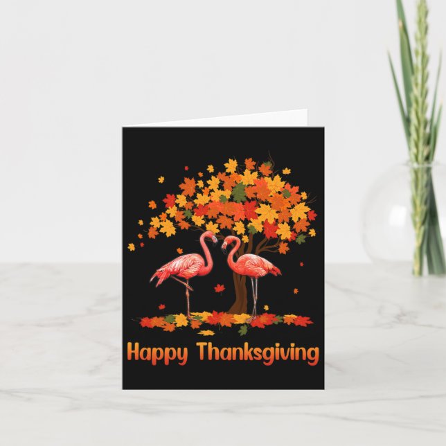 Coola Happy thanksgiving Fall Flamingo Älskare Kort (Framsida)