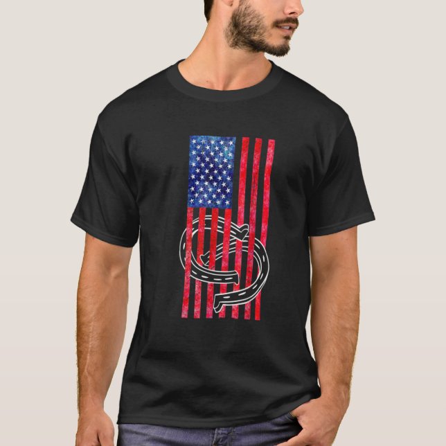 coola hästskon USA flagga T Shirt (Framsida)