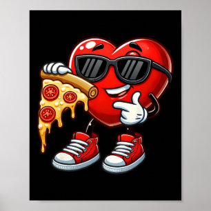 Coola Heart Eating Pizza Valentine Funny Kids Febr Poster