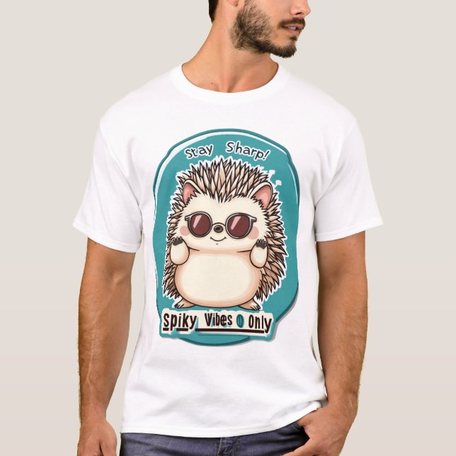 Coola Hedgehog Sticker T-Shirt Design - "Håll dig  (Framsida)