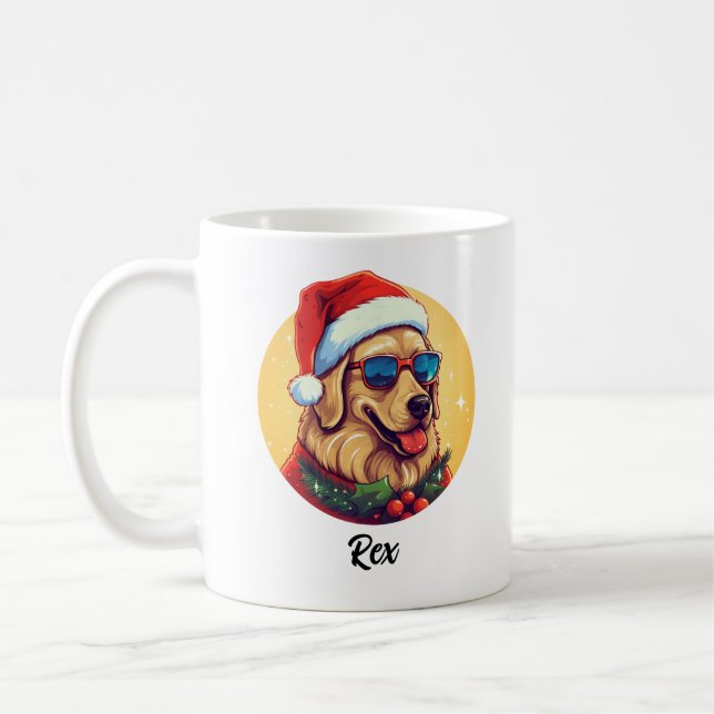 Coola Helgdag Golden Retriever Santa's Pet Kaffemugg (Vänster)