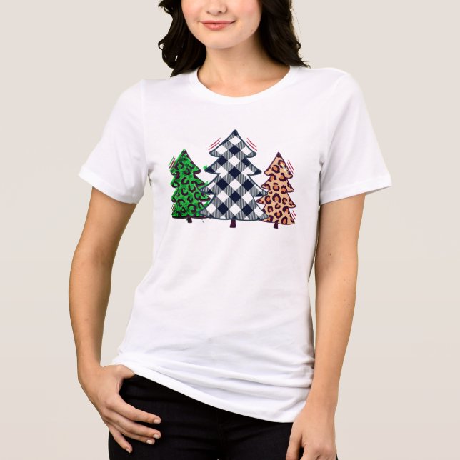 Coola Helgdag Red Check Julgran T-Shirt (Framsida)