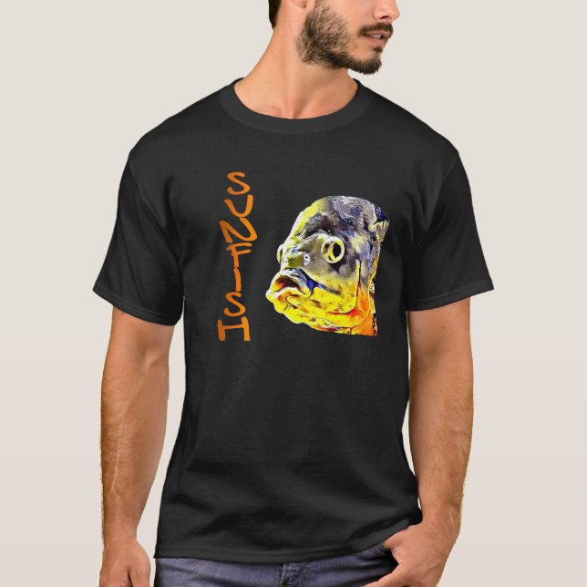 Coola herrgrafiska oljemålade solfiskdesigner t shirt (Framsida)
