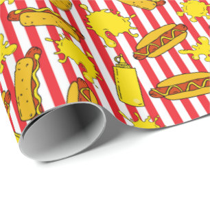 Coola Hett Hundar Mustard Stänk Red White Rand Presentpapper